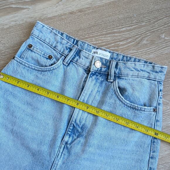 Zara Denim Midi Front Slit High Waist Zipper Jean Skirt, size S - Picture 7 of 9